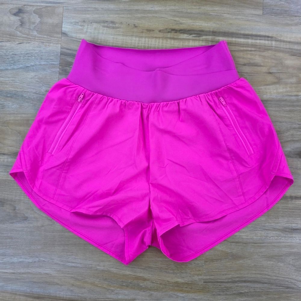 💬☔️🔥NWT Neon Pink High Waist Running Shorts Medium - Picture 5 of 11